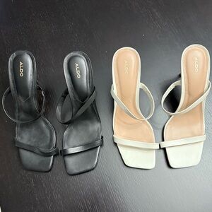ALDO Black and Cream Heeled Sandals Set of 2